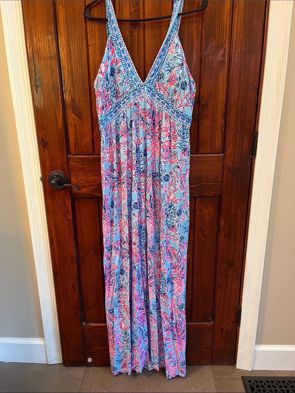 Lilly Pulitzer' Pink & Blue Floral Maxi One-Piece Dress